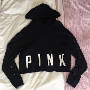 Cropped Black PINK Hoodie